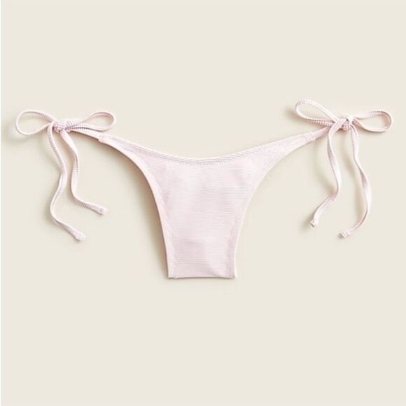 NWT J. Crew Ribbed Curved-waist Cheeky String Bikini Bottom Pale Blossom Medium - Picture 1 of 10